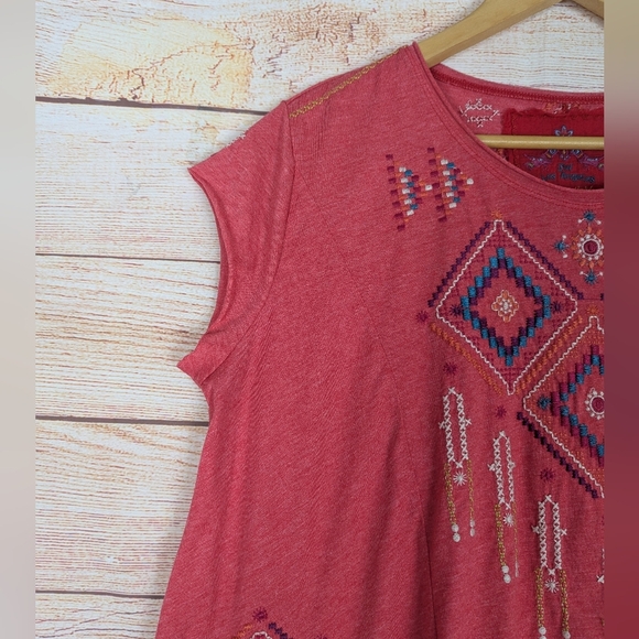 Johnny Was Size Medium M Boho Embroidered Tunic Top Corral Boxy Oversized - Picture 4 of 12